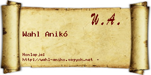 Wahl Anikó névjegykártya